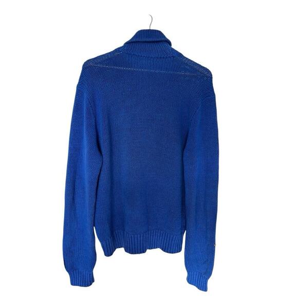 Polo Ralph Lauren Cable Knit Toggle Sweater Knit Linen/cotton Navy Large Vtg - Picture 2 of 8